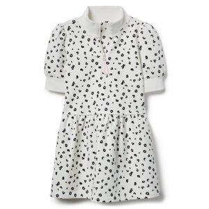 Janie and Jack White Leopard Print Half-Zip Dress Girls size 10